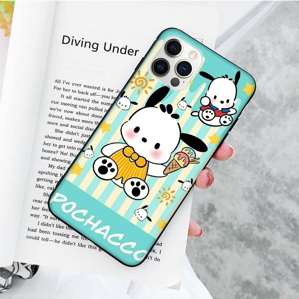 JZ26 Cartoon Pochacco Black Sofe Case for Samsung Note 20 Lite S24 Ultra S23 A03 A05 A06 A11 A71 A15 A16 A13 A24 A25 A33 A52 A53 A50 M55 M35 Plus