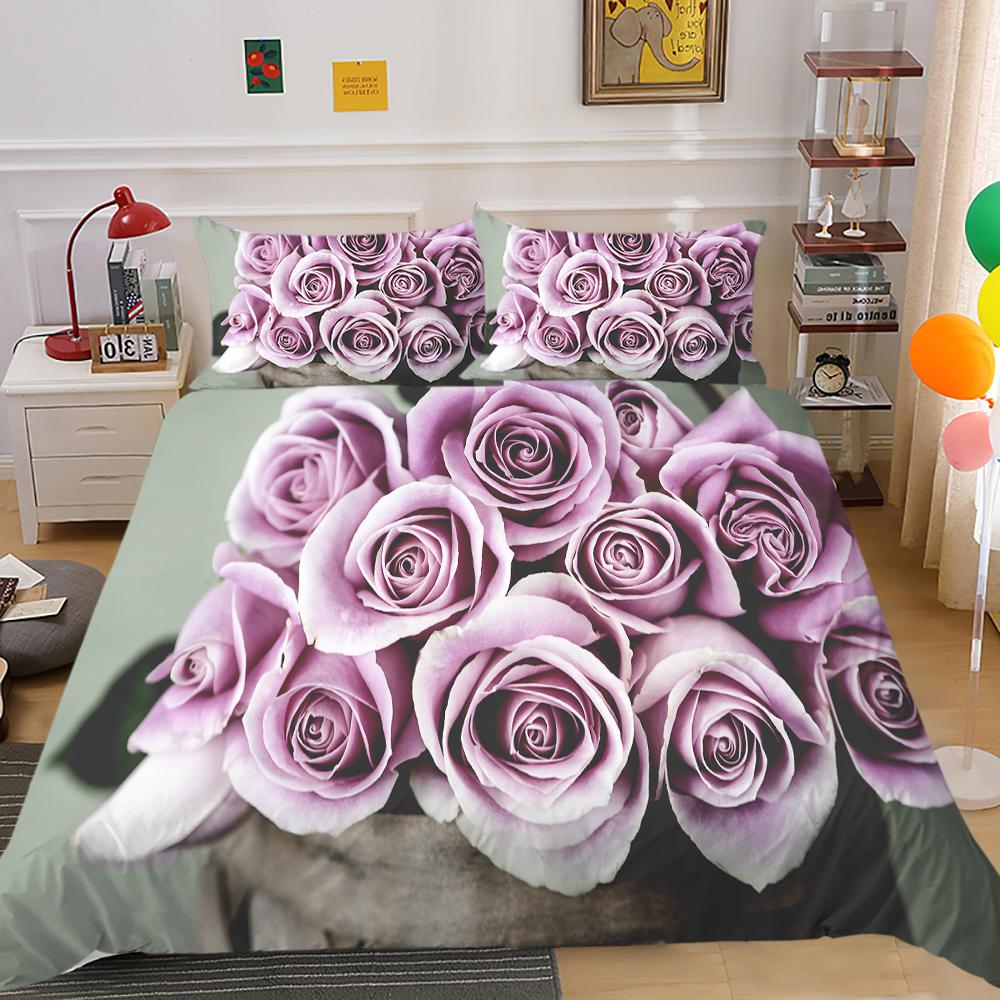 Bettwäsche-Set mit Rosenmuster, Bettbezug, Kissenbezug, Schlafzimmer, extra großes Bettwäsche-Set in voller Größe, Heimdekoration