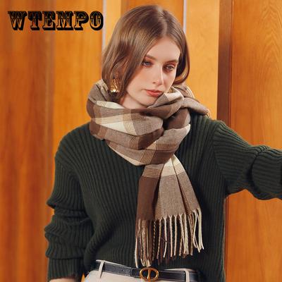 Neuer Winter-Kaschmir-Karo-Schal, modischer Quasten-Schal für Damen, warmer Schal