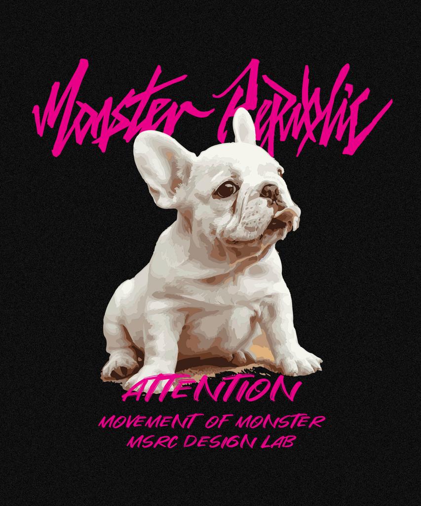 MONSTER REPUBLIC French Vivid Pink T-Shirt Black