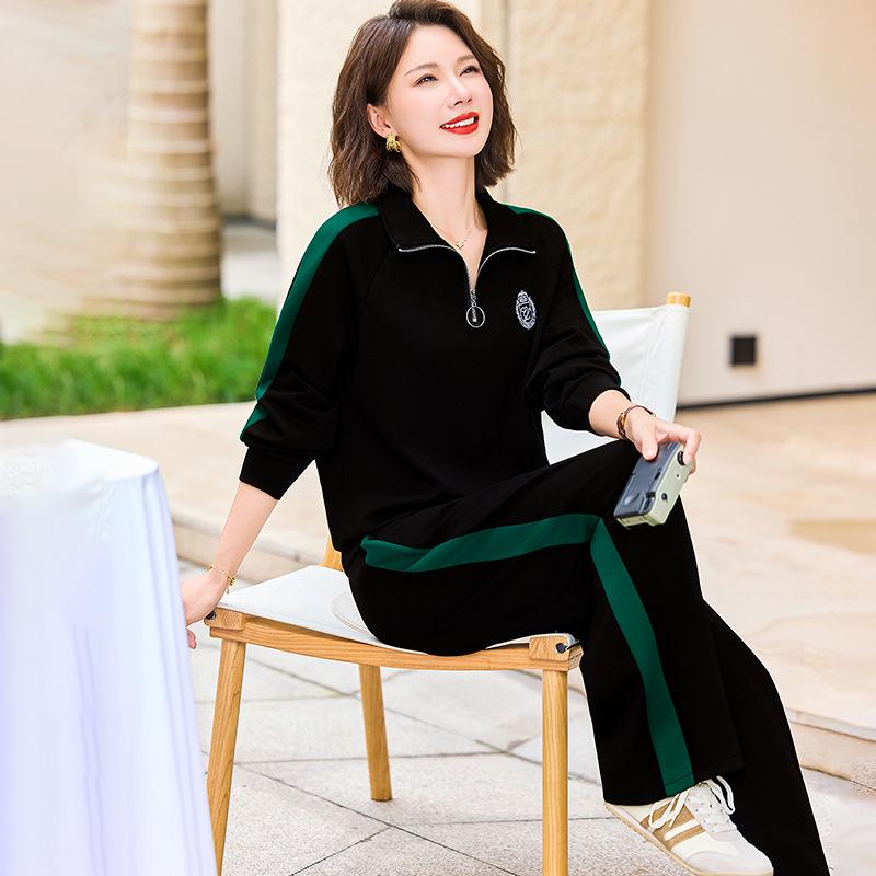 

Осінній комплект (худі та спортивні штани) Plus Size для жінок від мами 2025 3XL (125-145 jin) чорний