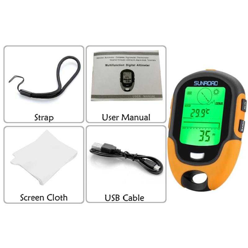 Fr500 Outdoor Multifunktions Auto Höhenmesser, Ergonomisches Design, Hochpräziser Sensorchip, Thermometer Kompass für Outdoor Klettern, Wandern Fr500 Outdoor Multifunktions Auto Höhenmesser, Ergonomisches Design, Hochpräziser Sensorchip, Thermometer Kompass für Outdoor Klettern, Wandern