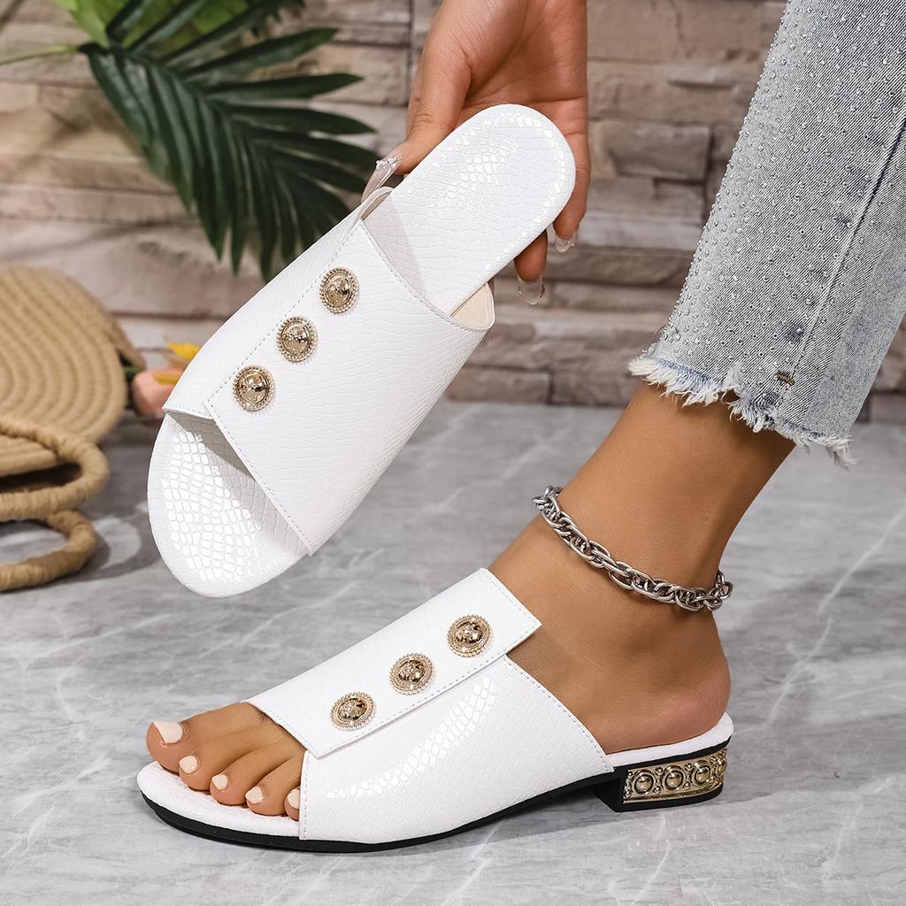 Fashion Women High Heels Slippers Fashion Shoes for Women Square Heels Beach Sandals 2025 New Summer Open Toe Slippers Slides Women