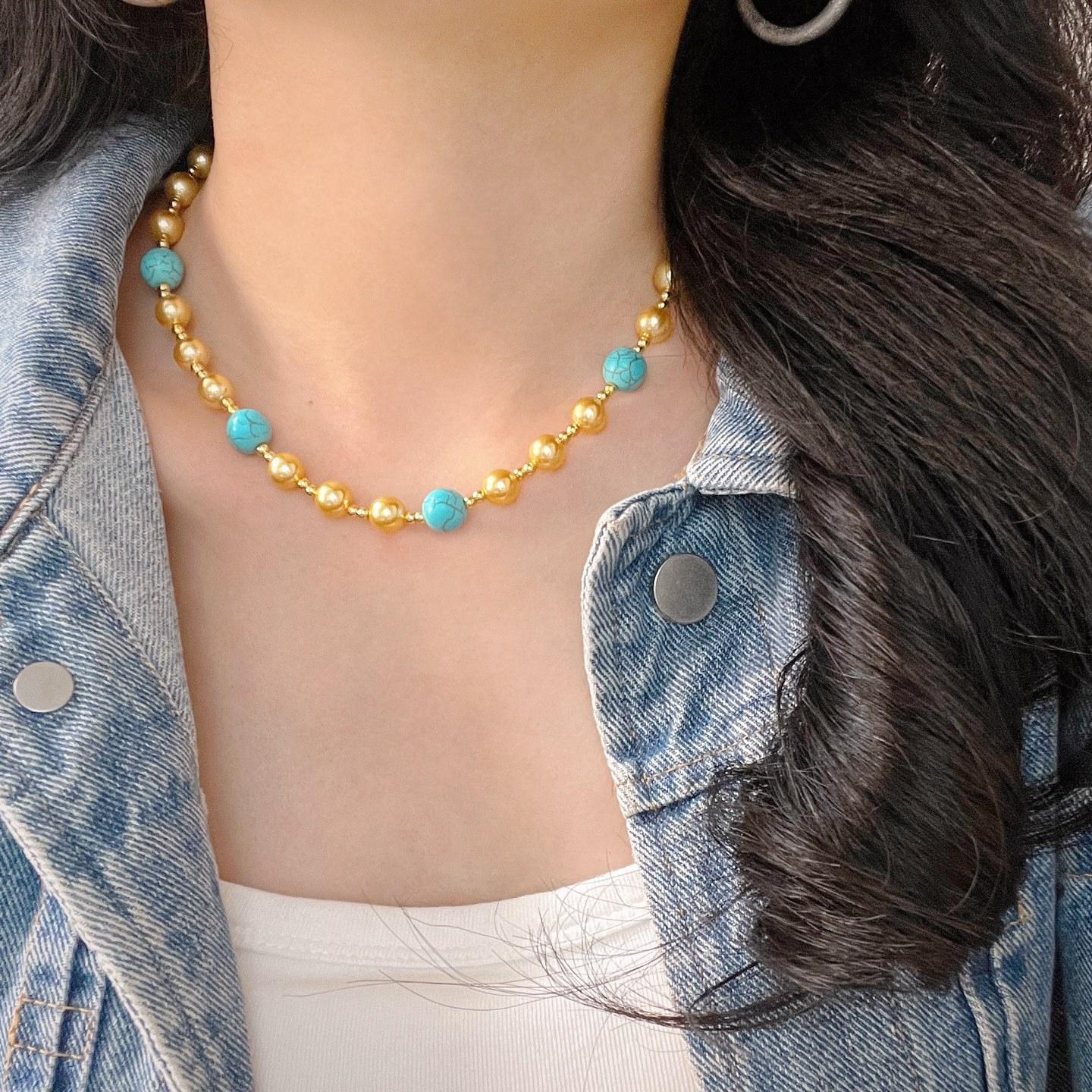 Maillard Style Highlight High Quality Artificial Crystal Pearl Necklace Clavicle Chain