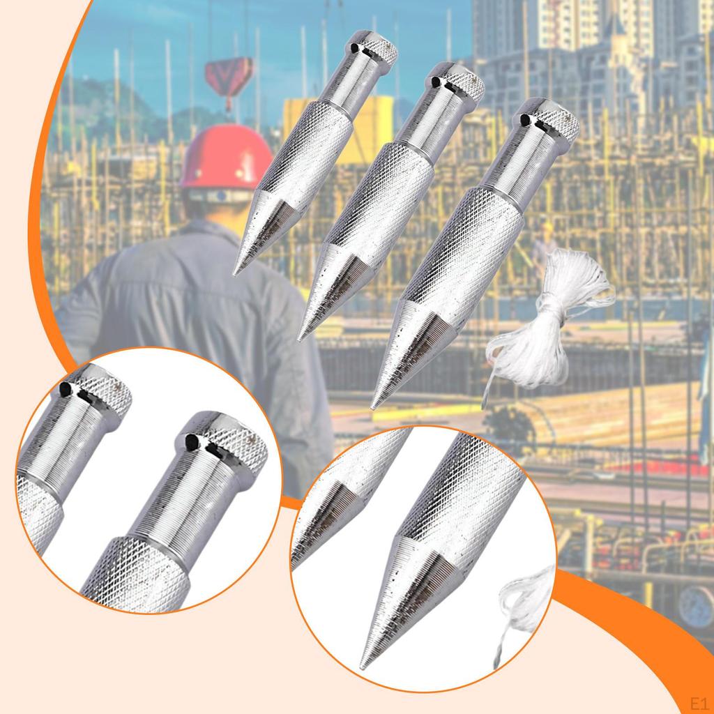 3x Filo a Piombo Strumento di Misura Verticale Acciaio al Carbonio con Corda da 5M per Muratura