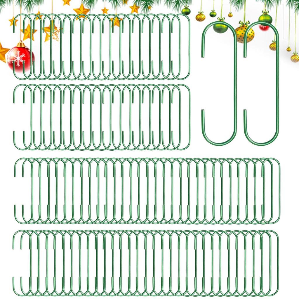 100pcs Christmas Ornament Hooks Green Metal Mini Non-Slip Hooks Ornament Hangers For Decorating Christmas Trees Wreaths