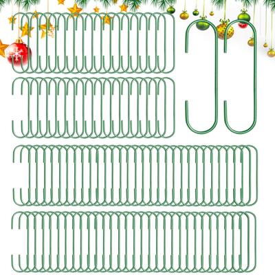 100pcs Christmas Ornament Hooks Green Metal Mini Non-Slip Hooks Ornament Hangers For Decorating Christmas Trees Wreaths