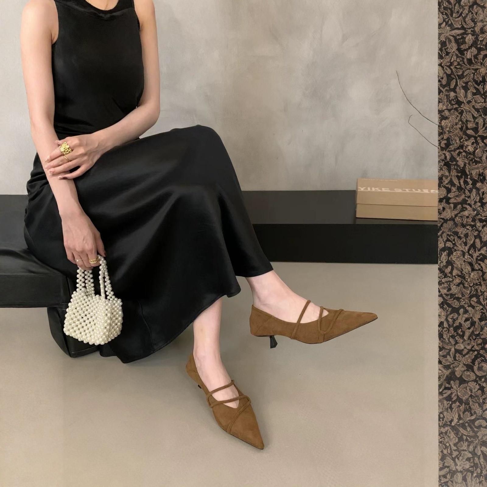 Women s Fall French Suede Pointed Toe Mary Pumps 38 коричневый 2170₽