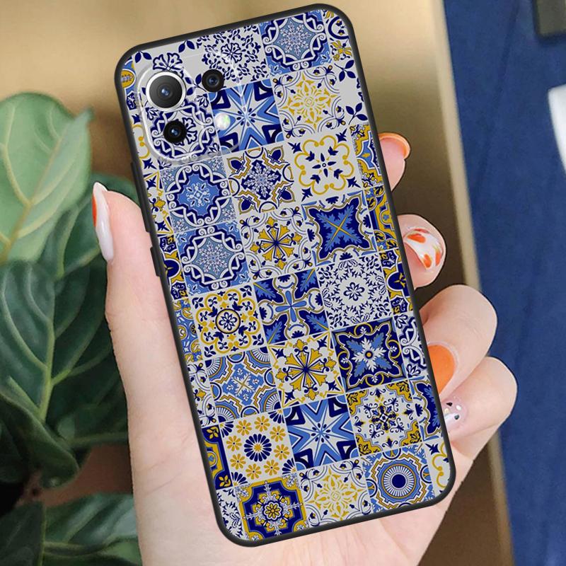 Boho Tile Mosaic Aesthetic Case For Xiaomi 15 14 Ultra 13T 14T 15T Pro 17 Pro Max POCO X7 X5 X6 F5 F6 F7 F8 Pro Coque