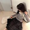 Women's Retro Patchwork Bow Long Sleeve T-shirt - Korean Style Autumn/Winter Top