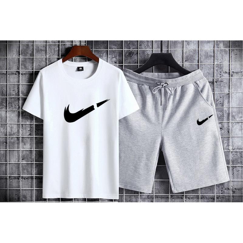 

Мужской летний хлопковый комплект из шорт и футболки - Дышащий, Влагоотводящий, Модный принт, Свободный крой, Спортивная одежда из 2 предметов XXL