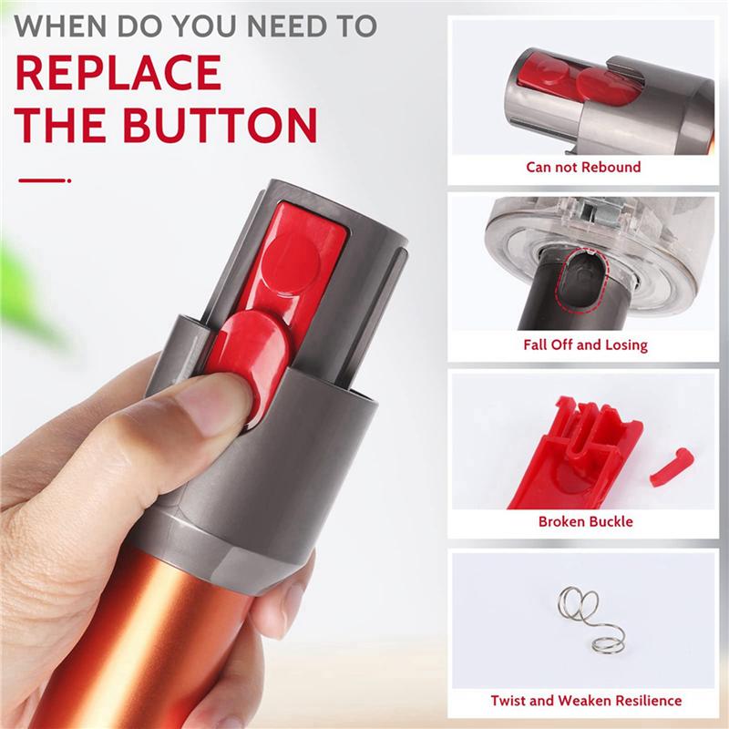 A65T-12PC Wand Tube/Cleaner Head Clip Latch Tab Button For Dyson V7 V8 V10 V11 V15 Vacuum Replacement Tool Button With Spring