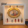 Stylish Home Decor Frame DIY Mini Museum Silhouette Box with LED Light Kit Customizable 5 Figurines And 1 Personalized Photo Display Case for Wedding