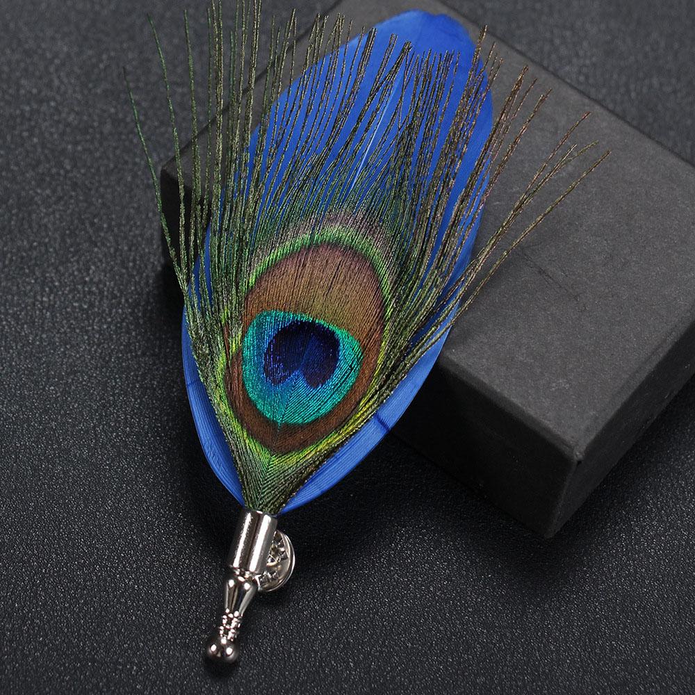 Men Fashion Design Party Feather Novelty Wedding Dress Suit Accessory Lapel Pins Jewelry Brooch
