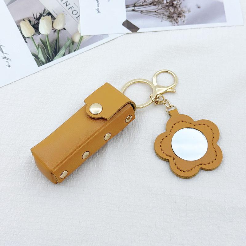 Floral Keychain Coin Purse & Mini Mirror Pendant Studded