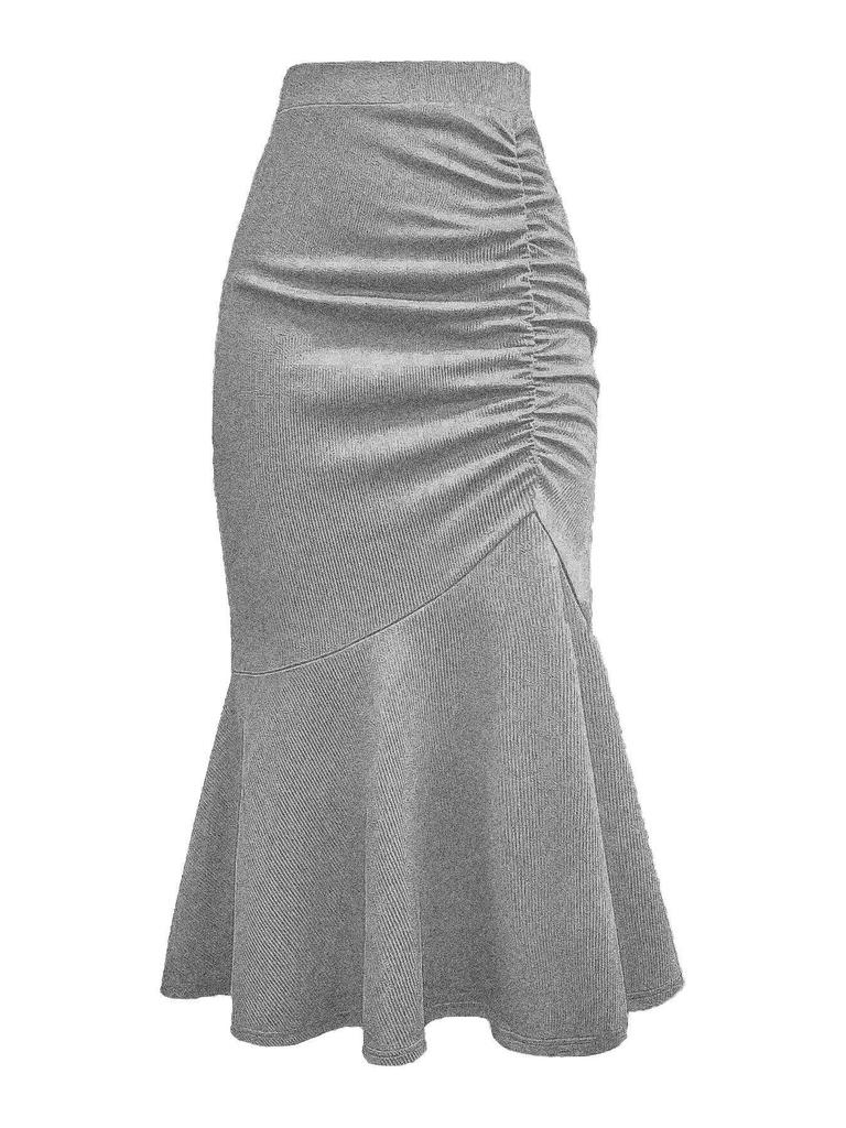 2025 Stylish Solid Color Fishtail Skirt: Waist-Cinching, Slimming, Hip-Hugging Design