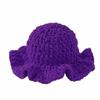Sweet Ruffled Edge Fisherman Hat Cable Knit Winter Warm Bucket Hat Windproof Knitted Beanie  Women