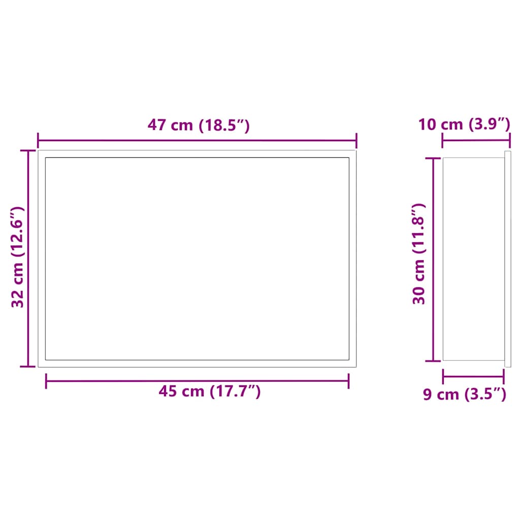 Shower Shelf in White 45 x 30 x 9.5 cm Stainless Steel
