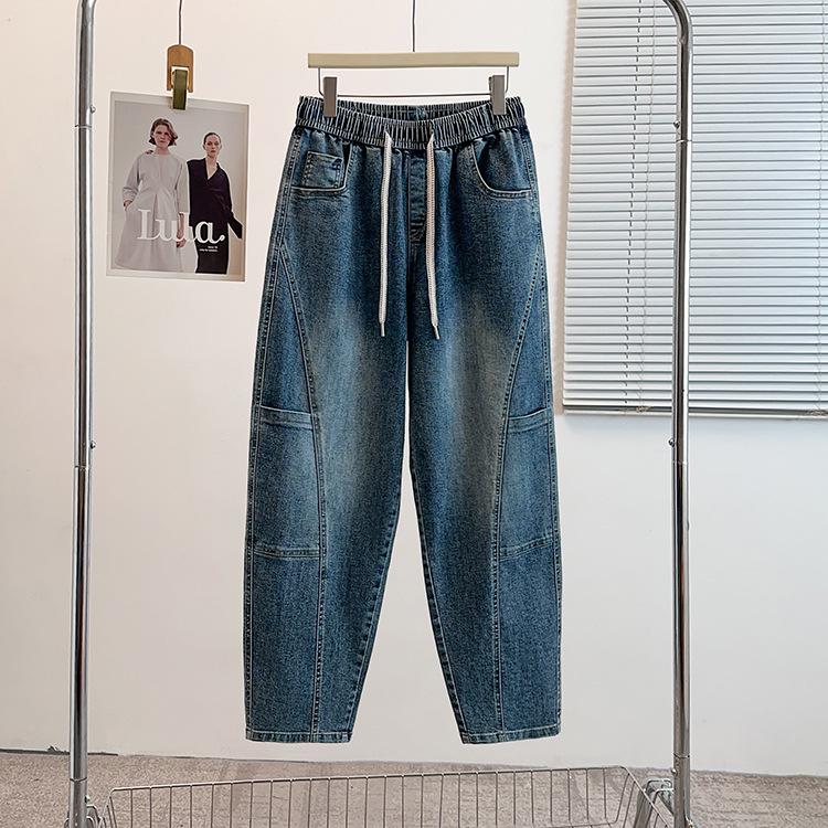 

Plus Size Women s Loose Casual Dad Jeans - Early Spring Collection 8XL (230-260 jin) синій