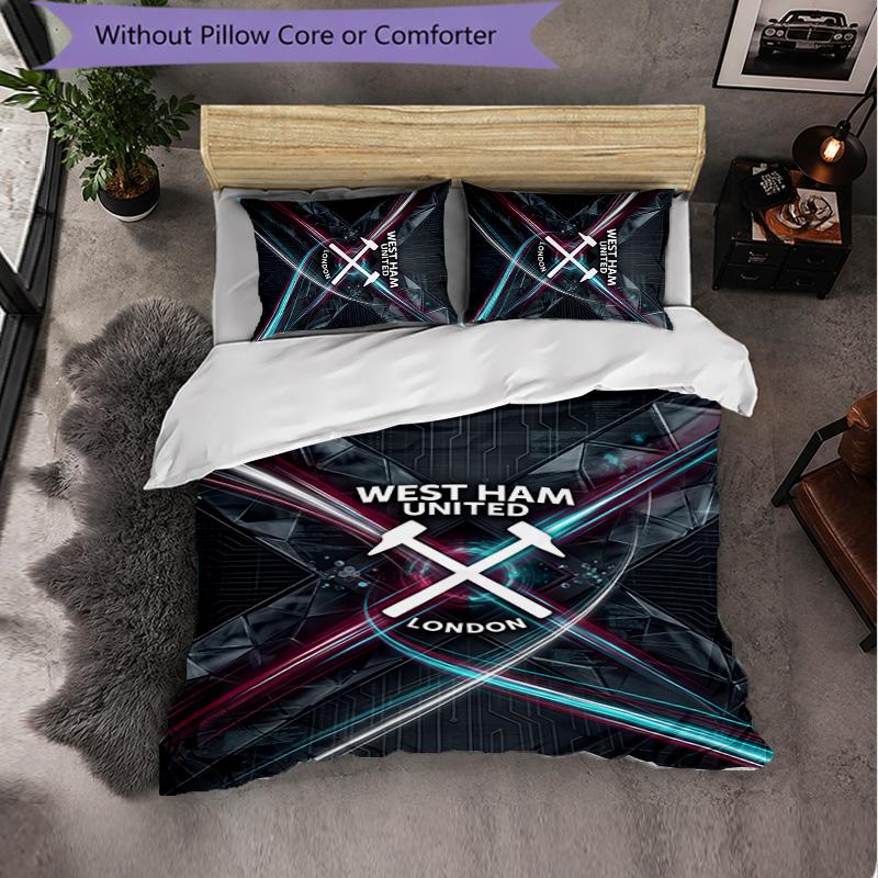 West Ham United Calcio Set Biancheria da Letto 3 Pezzi Morbido Set Copripiumino con Federe Set Decorazione Camera da Letto per la Casa