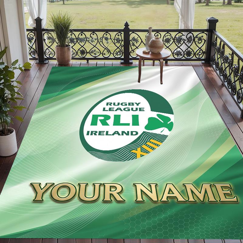 Custom Text Printed Rug Ireland Rugby Non Slip Floor Carpet For Home Room Decor