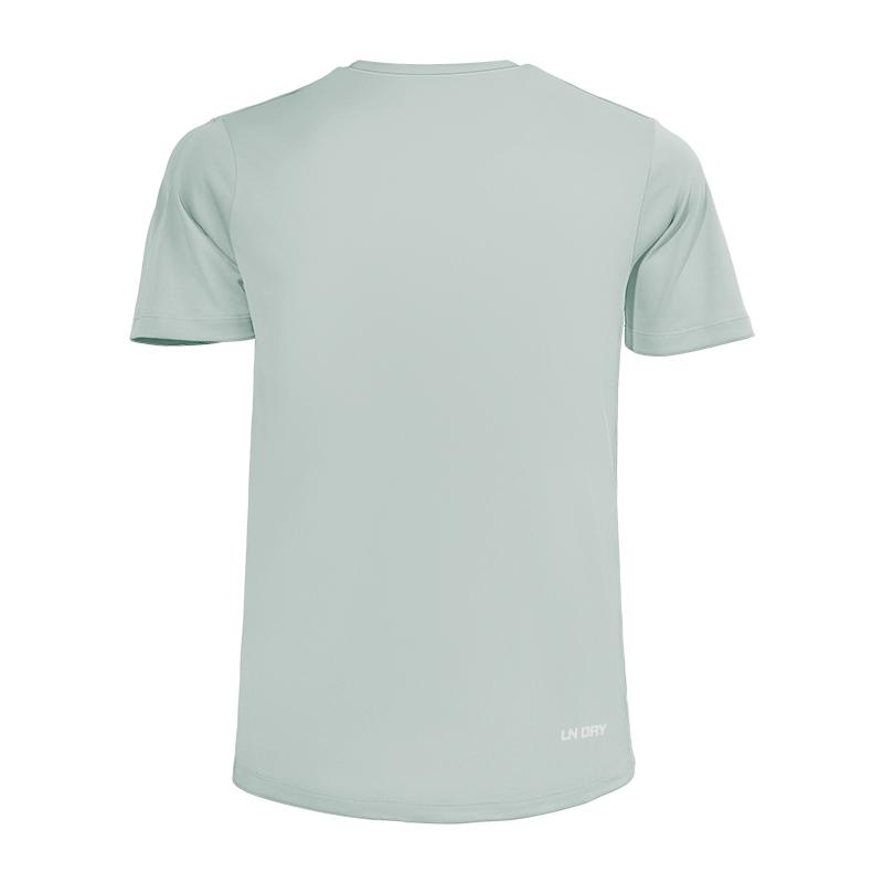 Li Ning Série Football Logo Col Rond Soie Glacée Cool Dry Respirant Course Fitness Alpinisme Loisirs Costume de Sport Unisexe YATV089-2