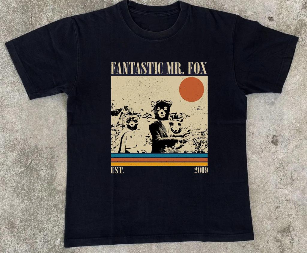 Fantastica Maglietta Grafica Mr Fox Stile Poster Vintage Retro di Film Stampa Personaggio Animale Manica Corta Oversize Girocollo Unisex Streetwear Top Magliette