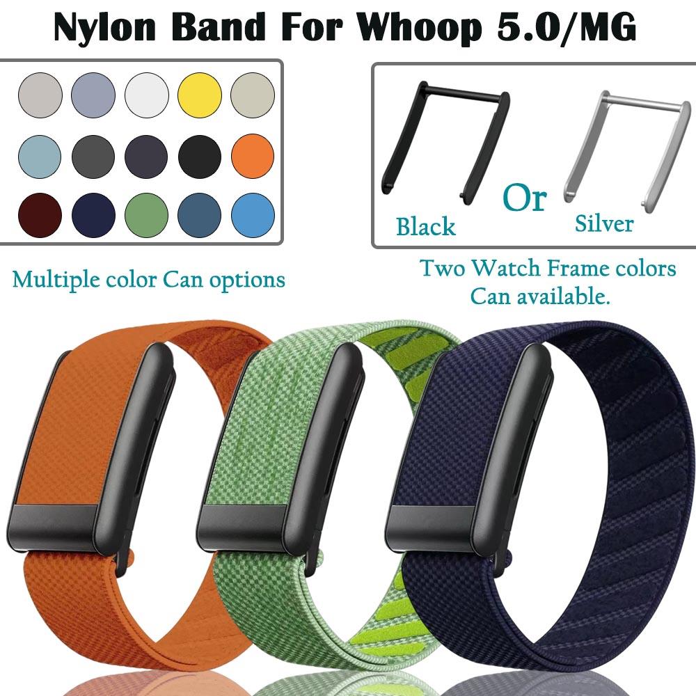 Kompatibel für Whoop 5.0 Nylon-Gewebe Weiches Atmungsaktives Verstellbares Ersatz-Armband für Whoop 5.0 Metallrahmen Band Zubehör