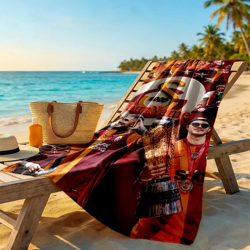 Galatasaray Customize Text Beach Towel Soft Durable Quick-Dry For Beach Bathroom Outdoor Swimming Pool Camping Picnic Yoga Diving Vacation Accessories
