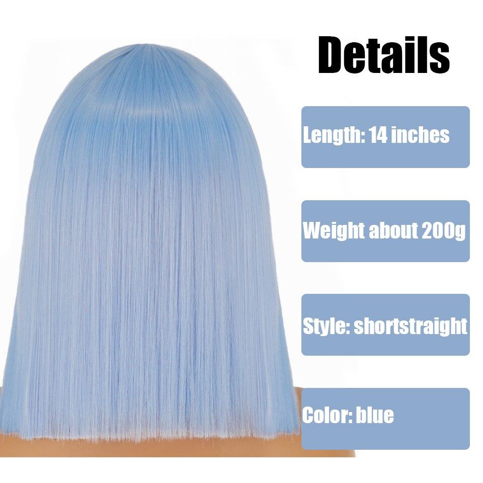 XINRAN Women Fashion Short Straight Synthetic Blue Wig Female Hair Bob Wig Natural Blue Hair Suitable for Party Cosplay Daily Use