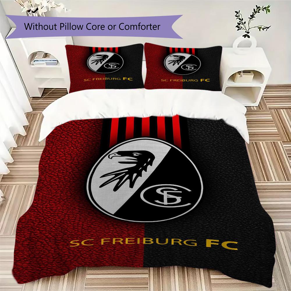 SC Freiburg Vzorované povlečení přikrývka přikrývka povlak na polštář domácí dekorace narozeninový dárek (1 * povlak na peřinu + 2 * povlak na polštář bez jádra)80