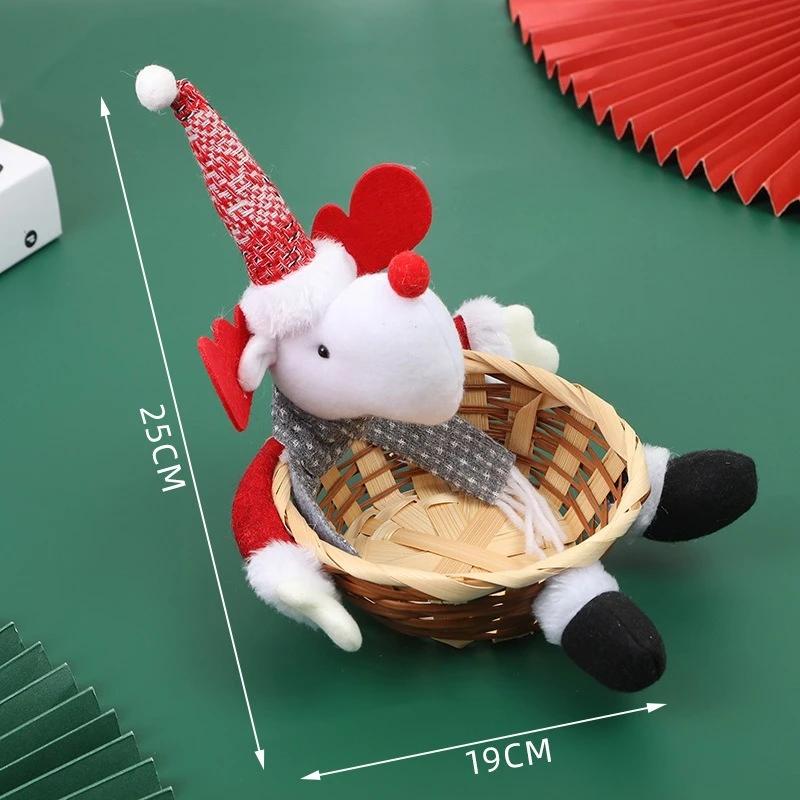 

Christmas Doll Bamboo Basket Ornaments Santa Claus Candy Basket Decoration Supplies Christmas Bamboo Basket Table Decorations 1pcs