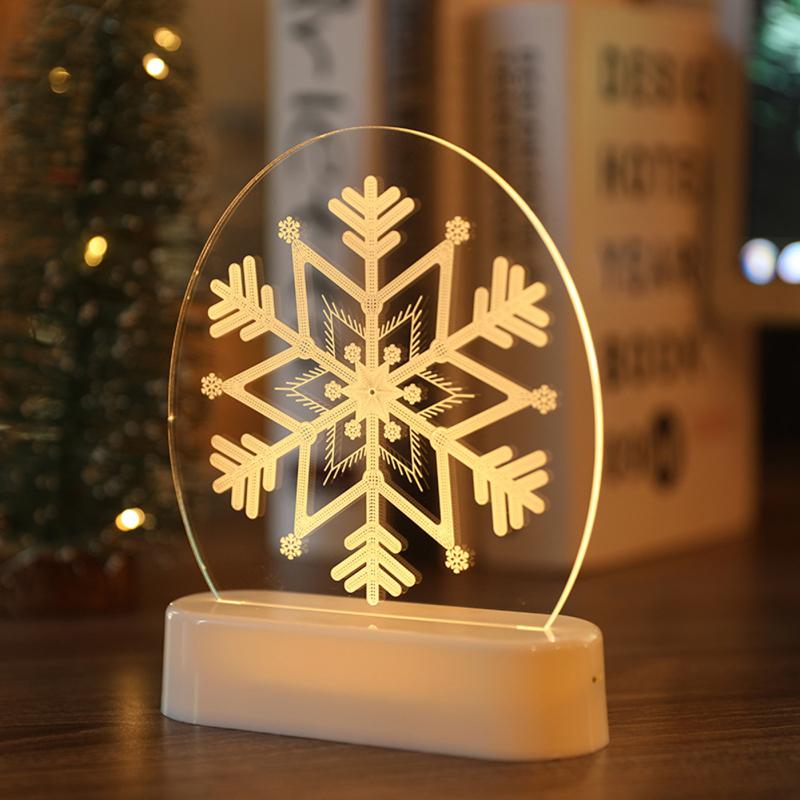 3d Led Christmas Lamp Santa Claus Snowman Bells Ornament Night Lights Christmas Holiday Gifts For