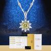 Simulated Moissanite Sunflower Pendant Necklace Full Crystal Zircon Jewelry Women Gift