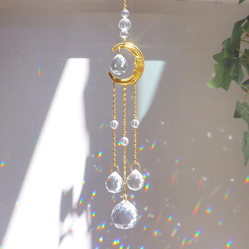 High Quality Eco-Friendly Handmade Polished Crystal Sun Catcher Ball Shape 35-40cm Feng Shui Hanging Wind Chime Window