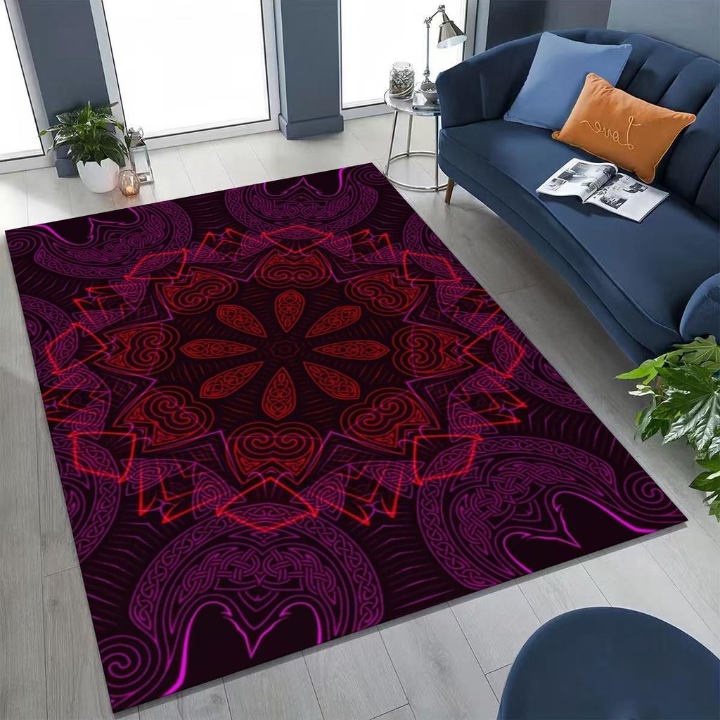 2026 Regenbogen Mandala Blume Chakren Yoga Bohemia Kunst Teppich für Schlafzimmer Wohnzimmer Sofa Zuhause Fußmatte Dekor, Kinder rutschfeste Bodenmatte