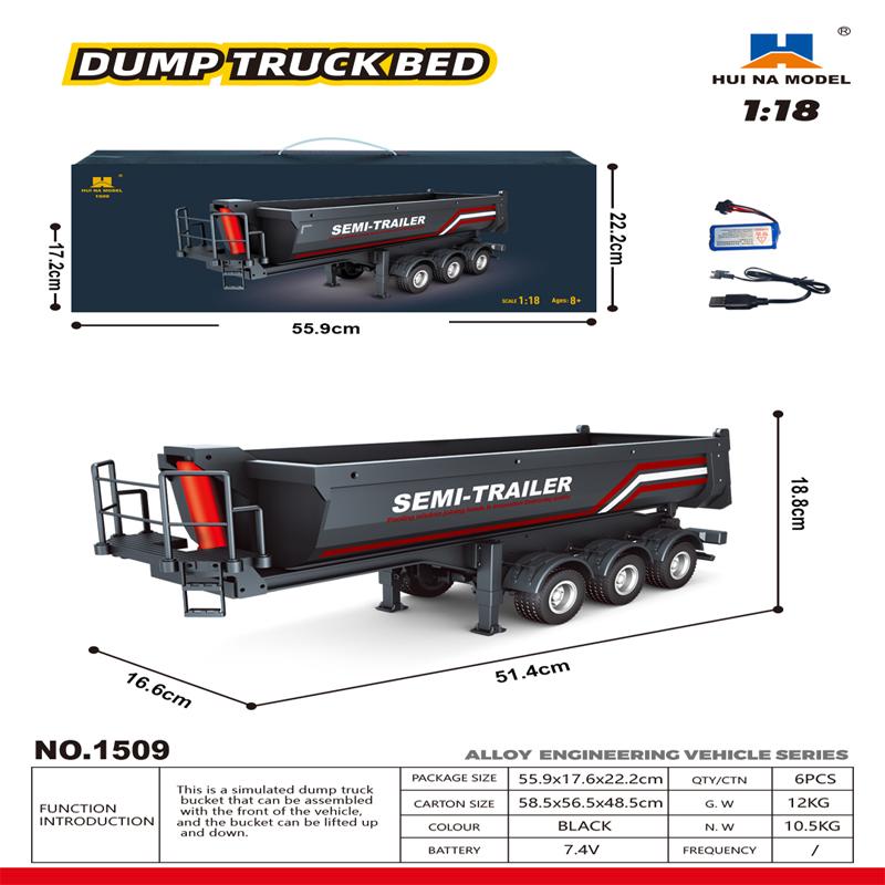 2026 Nuovo Camion RC Huina 1509 e Rimorchio 1502 Scala Reale Lega Controllo Remoto Veicolo da Costruzione Giocattolo per Collezionismo