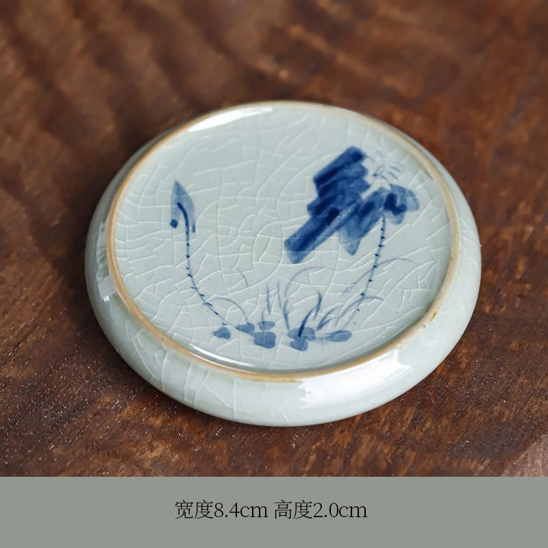 Ceramic Kung Fu Set Accessories Lid Holder Antique Style Old Clay Blue and White Porcelain Underglaze Hand-painted Tea Tray