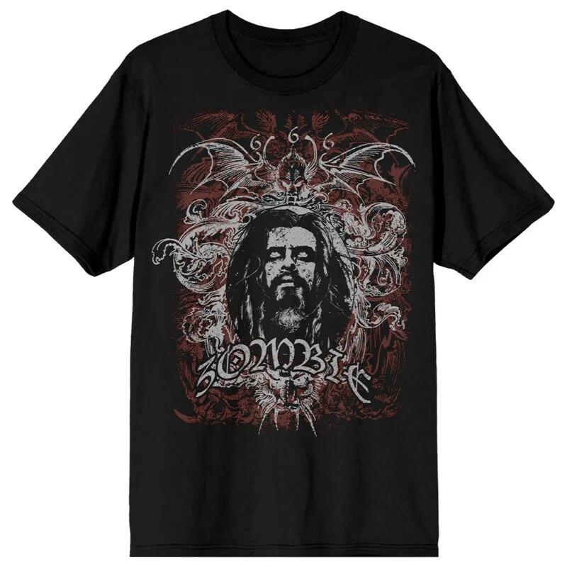 Rob Zombie Band Rob Portrait Bat Print T Shirt 100 Cotton Casual Neutral Tee Heavy Metal Streetwear for Unisex Women M
