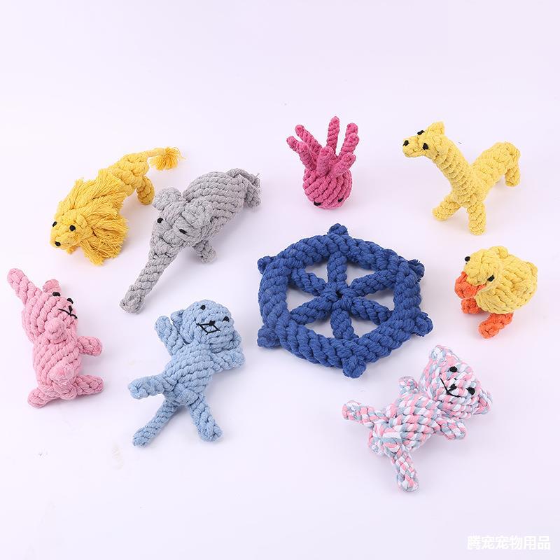 Q Dog Knot Toys Medium and Large Dog Molar Cotton Rope Pet Toys Bite-resistant Teeth Cleaning Dog Toys