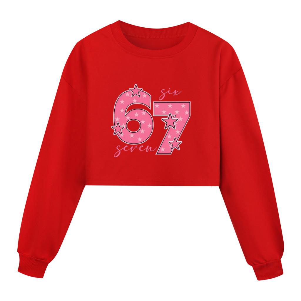 5291 Girls Steal a Brainrot 67 Printed Long Sleeves Round Neck Sweatshirt