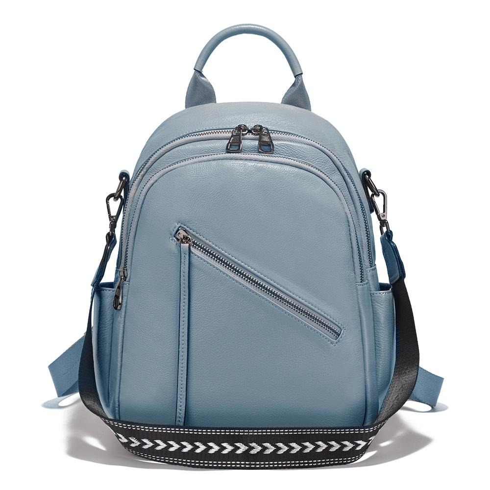 Zency Women's Medium Genuine Leather Backpack with Roomy Zip Pockets