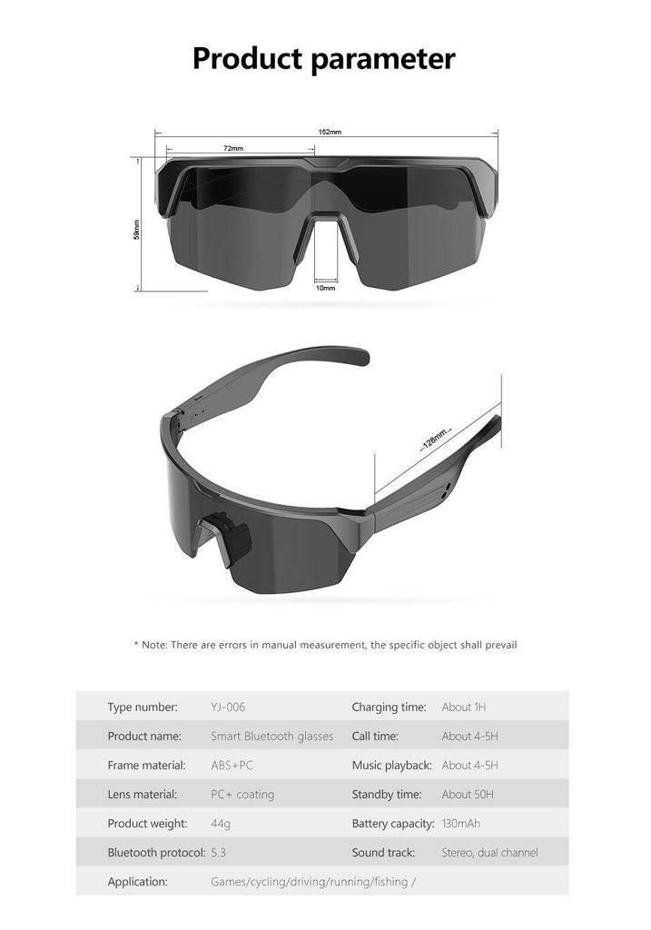 YJ006 Multifunctional Bluetooth Smart Glasses: Anti-Blue Light, Outdoor Cycling, Three-in-One