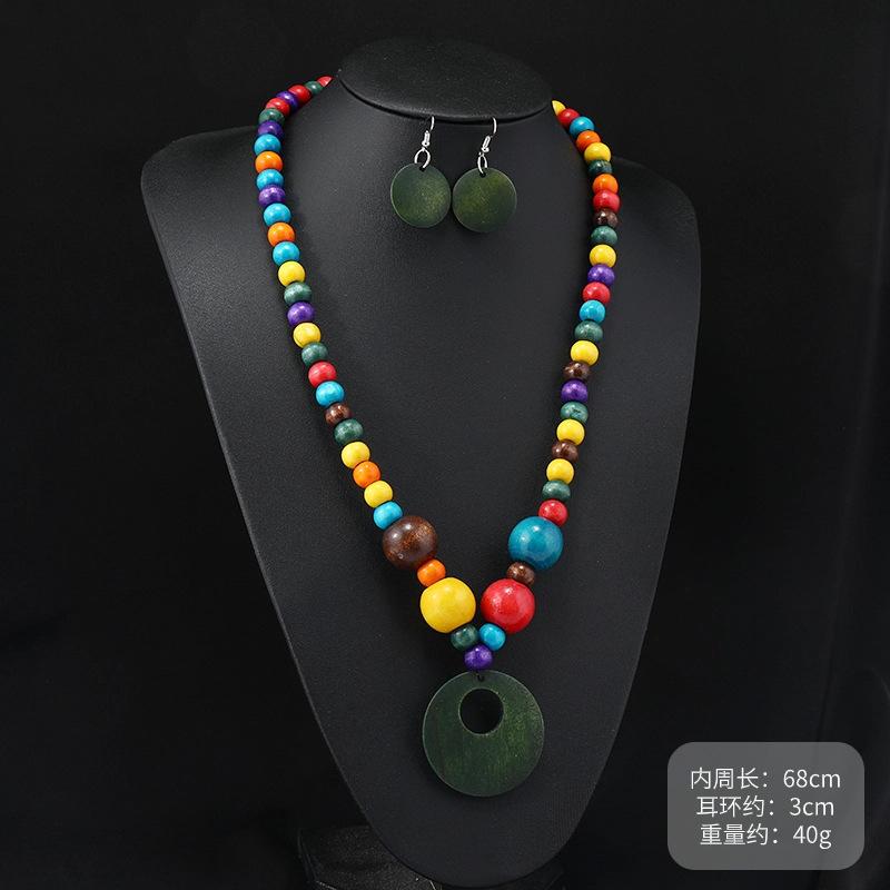 Vintage Wooden Necklace Wind Bohemian Long Personalized Multi-layer Sweater Chain Performance Accessories Women