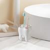 creative cartoon White Toothbrush Holder Stylish Tooth Shape Toothbrush Storage Desktop Accessories 4 Hole Toothbrush Stand