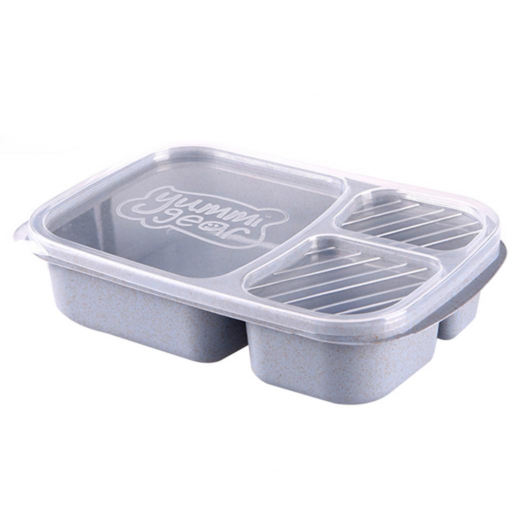 

3 отсека PP Ланч-бокс Контейнер для хранения продуктов питания для детей и взрослых Пикник синий