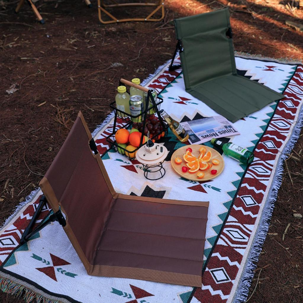 Camping Floor Chair Oxford Fabric Folding Beach Sit Mat with Back Support Lightweight Travel Lounge Chair For Camping Fishing