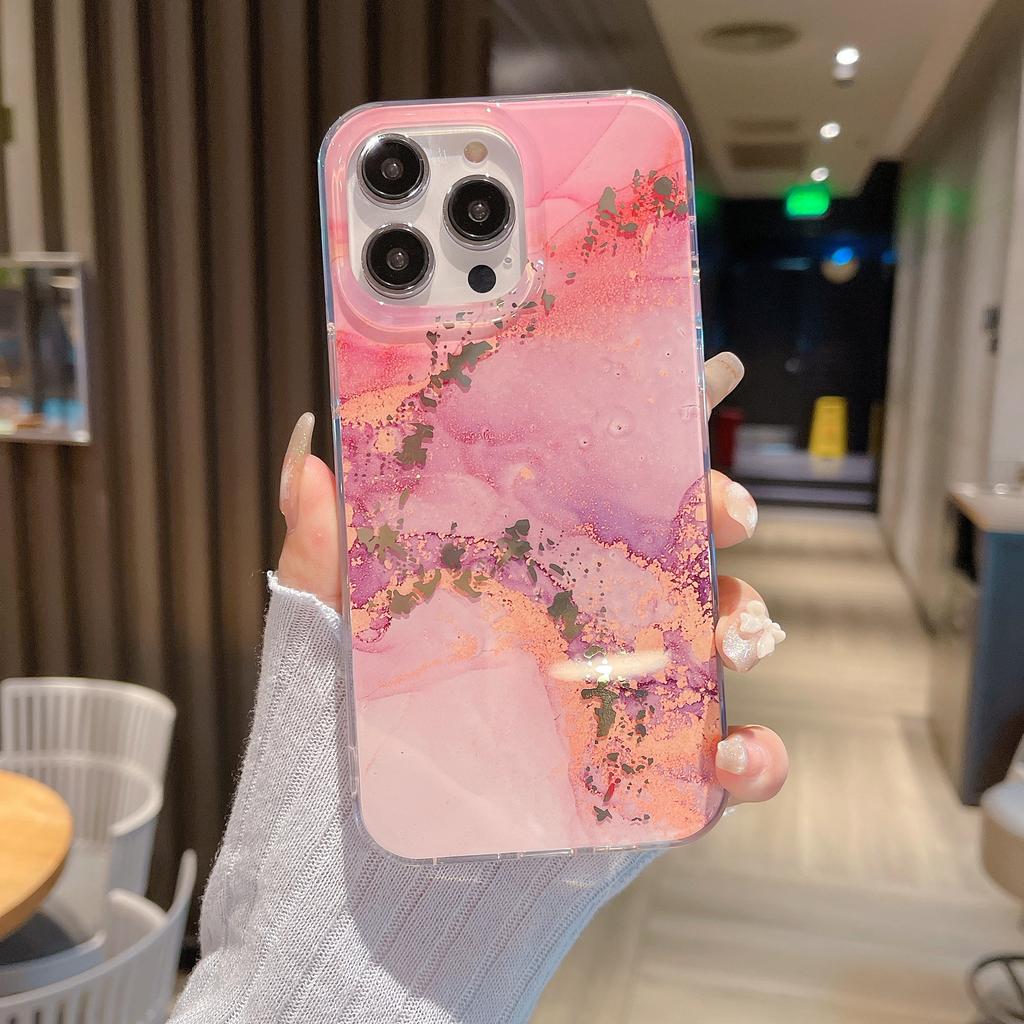 IPhone 15 Mobile Phone Glazed Marble Shell Suitable for Apple 13/14/15 ProMax Gold Stamping Full Package