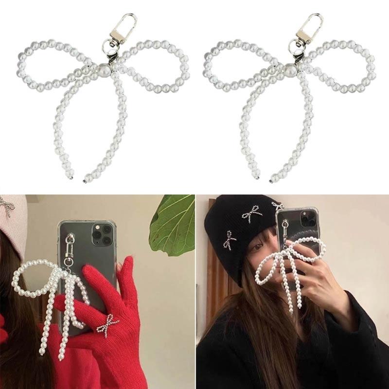 Bowknot Phone Charm Strap Keychain Phone Lanyard String Women Bag Pendant Gift