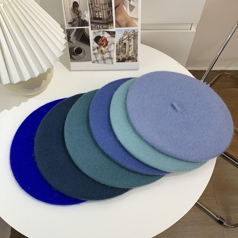 Woolen Beret Women Korean Versatile Hat Women Autumn and Winter Japanese Retro Candy Color Painter Hat